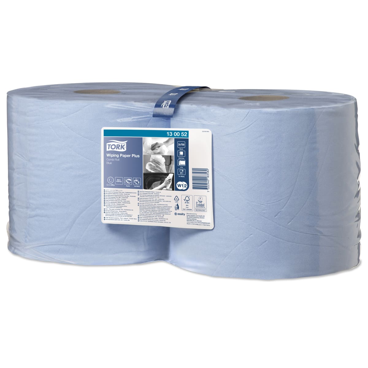 Папір для протирання в рулонах Tork Plus Advanced, блакитний, 2 шари, 255 м, 750 листів, 1 рулон