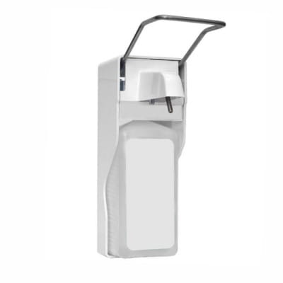 Диспенсер для мила та дезінфікуючих засобів з ліктьовим приводом